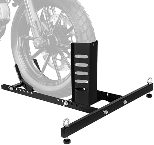 Motorcycle Wheel Chock for Trailer, Adjustable for 15"-22" Wheels
