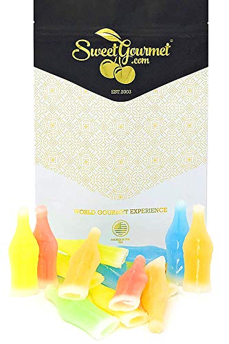 SweetGourmet Wax Candy Bottles with Drink Filling, Assorted Fruit Flavors, 1 Pound Bag