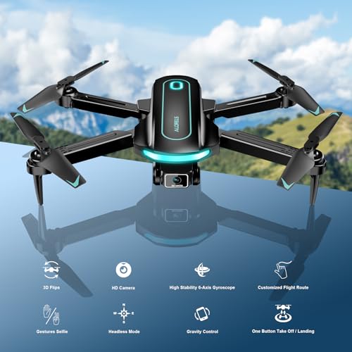 Drone with Camera for Adults and Beginners, 1080P HD FPV Foldable Mini Drone for Kids, 2 Batteries, Carrying Case, Trajectory Flight, Gravity Control, One-Key Takeoff/Landing, 360° Flip, Toys for Gift — view 2