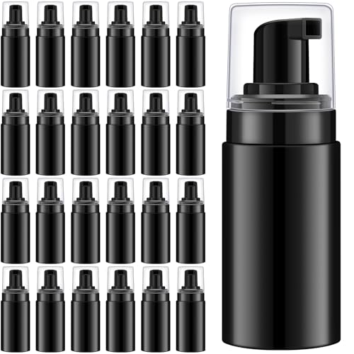 50pcs Foam Pump Bottles 1oz/30ml Plastic Mini Empty Dispenser DIY Travel Face Cleanser Mousse Soap Foam Bottle Refillable Hand Soap Eyelash Shampoo Cosmetics Portable Travel Pack(Black)