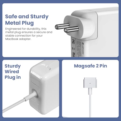 Image of Lapcare 85W Magnetic Mag Safe 2 Laptop Adapter Compatible with Mac Book Pro 13 15 17 inch Retina A1290 A1398 A1424 A1172 2012 2013 2014 2015 2016 13 inch 15 inch 17 inch MC975 MC976 ADP-85CBA