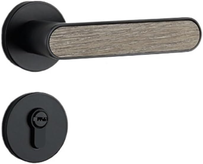 Indoor Door Lock Bedroom Door Lock Household Black Magnetic Silent Door Handle Modern Minimalist Ecological Wooden Door Lock(E Type Silent 35 50mm)