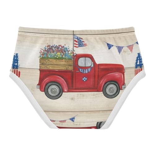 Toddler Underwear Custom 2t Cotton Panties for Girl Florals Briefs Girls Undies Vintage Truck Fourth July2