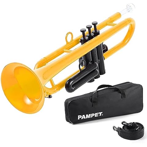 PAMPET Professional Plastic Bb Trumpet Student Trumpet Set for Student Beginner With 7C Mouthpiece and 3C Mouthpiece Bb Trumpet Instrument Yellow Cover