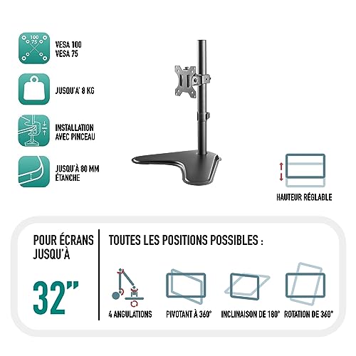 Support écran PC inclinable et pivotant à 360 degrés pour écran LED LCD - 2