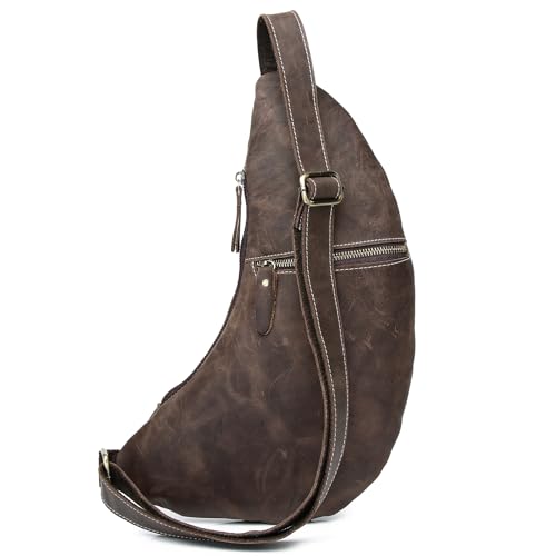 KPYWZER Genuine Leather Sling Bag for Men Women Shoulder Backpack Satchel Crossbody Chest Casual Outdoor Daypack2