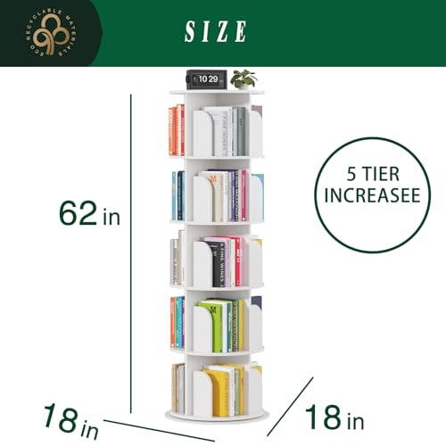 Revolving 5-Tier Bookshelf for Smart Storage Solutions - Image 4