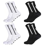 Opopark 3 Paare Sportsocken Fußballsocken für Herren Damen 38-46 Rutschfeste Sportsocken Atmungsaktiv Anti Rutsch Grip Fußball Socken für Fussball Basketball Laufen Marathon(weiß+schwarz)