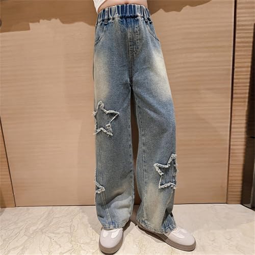 Tween Girls Star Print Denim Jeans Kids Baggy Y2K Vintage Skinny Stretch Streetwear Little Girl Elastic Waist Cute Jeggings4