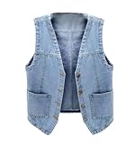 Kragen: Denim-Tanktop mit V-Ausschnitt für alle Jahreszeiten.