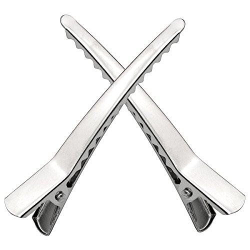 100 Piezas Pinzas para el Cabello de Metal Plateado de 6CM Dientes de Cocodrilo miniatura 4