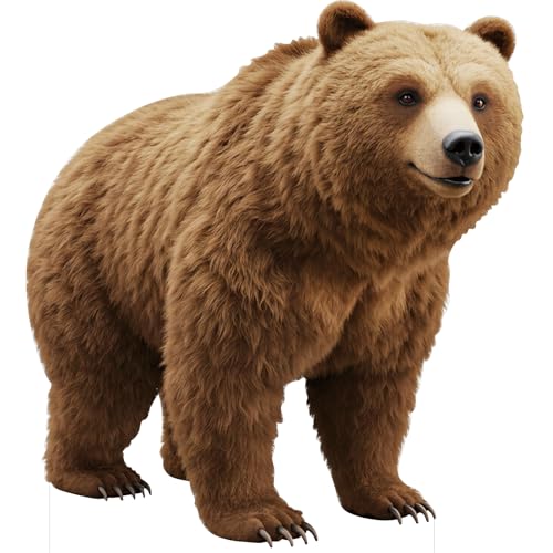 Image of Brown Bear 2FT Life Size Cardboard Cutout, 1 PC Coroplast | Fun Animal Standup, 2FT Life Size Standee, Brown Bear, for Party Decor, Birthday, Events, Photos