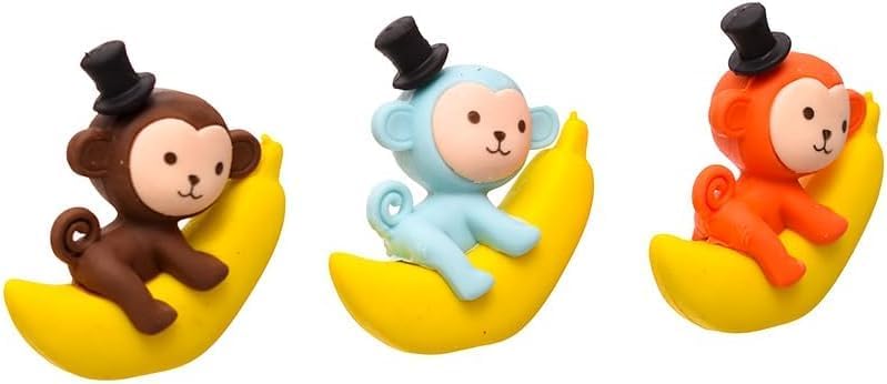 Image of AK Store (Pack of 4) 3D Cute Cartoon Shape Rubber Pencil Erasers, School Stationery for Kids, Boys Girls, Birthday Return Gifts (Monkey on Banana)