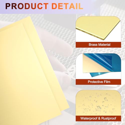 uxcell Pure Brass Sheet, 8" x 6", 20 Gauge (0.8mm) Thickness, Metal Brass Plate with Gloves for Crafting, Modelers, Jewelry, Repairs, Electrical Repairs (Gold) by uxcell - Image 3