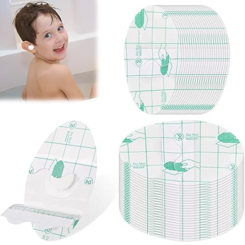 XOUDKE 60 Pezzi Copriorecchie Trasparenti UltraSottili per Doccia Adesivi Auricolari Impermeabili USA e Getta Protezioni per Le Orecchie da Doccia Trasparenti con Tappi per Le Orecchie, per Bambini