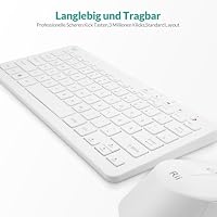 Rii Tastatur Maus Set Kabellos, 2.4G Kabellose Kompakte Tastatur mit Funkmaus für Laptop, PC und Smart TV, Deutsches QWERTZ Layout, Weiß – Ansicht 4