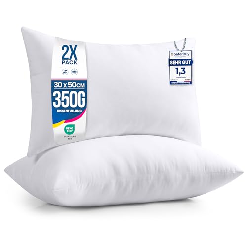 Utopia Bedding 2er Set Kissenfüllung 30 x 50 cm Innenkissen Füllkissen Kopfkissen Sofakissen (Weiß)