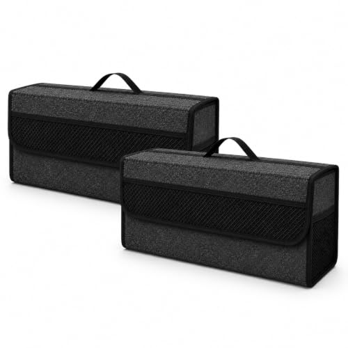 Image of JVCV Felt 2 PACK - Car Trunk Boot Organizer, Car Storage and Organizer Anti Slip Car Accessories Organizer for Car, Suv, Sedan, Truck, Minivan Anti Slip Bottom (Large), Automobiles, Grey