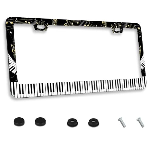 Personalized Stainless Steel License Plate Frame with Piano Keys