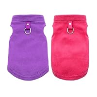 2 Stück/3 Stück Hundepullover Sweater für kleine Hunde und Katzen, Winter Warme Weiche Welpen Fleecepullover Bekleidung mit D-Ring (Violett+Rosa, S)