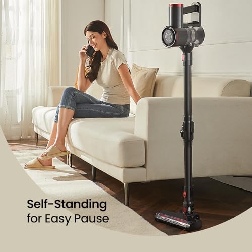 Cordless Vacuum Cleaner with Bendable Wand, Lightweight Stick Vacuum for Home Hardwood Floor Carpet Pet Hair, 6 in 1 Handheld Vacuum, LED Display, LED Headlight, Self-Standing, Rechargeable