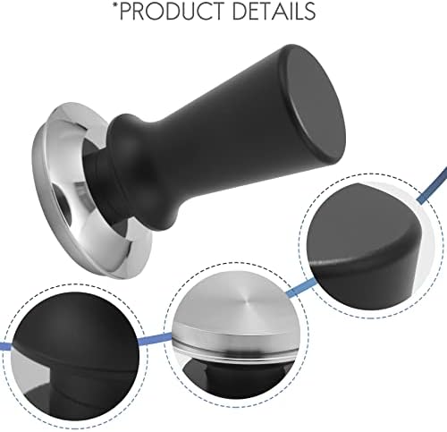 Hacbop 53mm Constant Pressure Calibrated Coffee Espresso Tamper Barista Espresso Flat Base Coffee Bean Press Tamper, Black