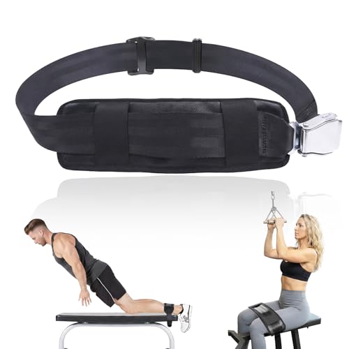 Nordic Curl Stabilizer Padded Strap with Anti-Slip Locking Buckle Adjustable 63-Inch gym seatbelt for Bench Nordic Curl Leg Extensions Seated Rows & Home Gym Training (black)