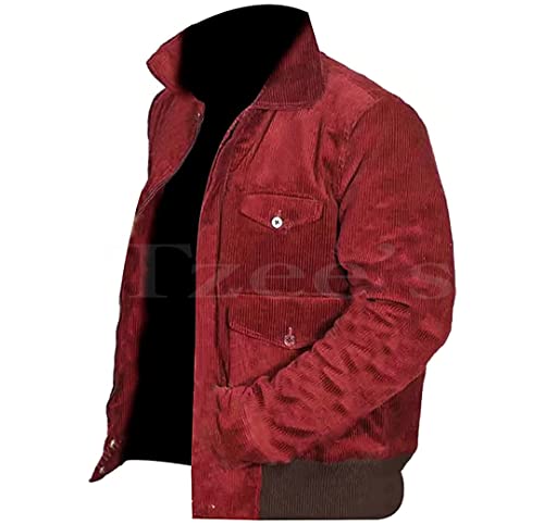 Tzee's Jack Torrance Jacket-Jack Nicholson Shining Jacket-Jack Torrance Maroon/Red Corduroy Fabric Bomber Jacket3