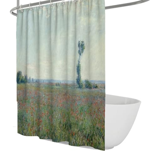 Rideau de douche rustique peuplier vert grand format avec crochets inclus