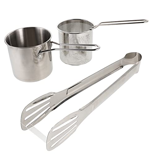 Healifty 1 Set Deep Fryer Pot with Frying Basket Ergonomic Handle Nonstick Cooking for Breakfast and Food Preparation Kitchen Essential