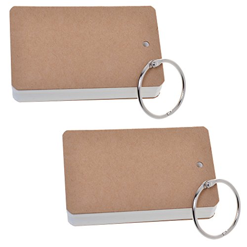 COSMOS Pack of 2 Binder Ring Easy Flip White Note Cards Study Cards