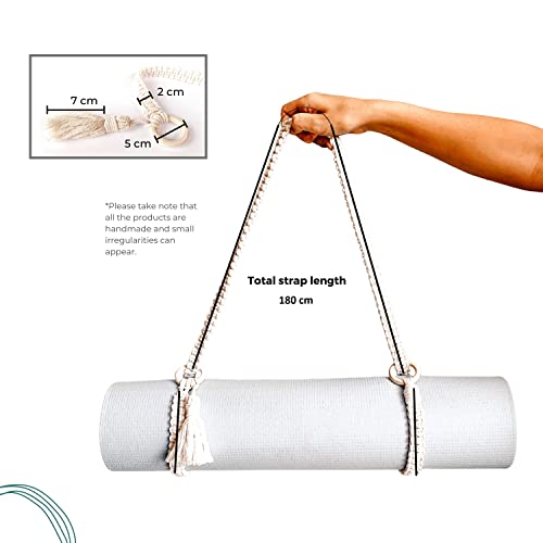 Tipfit Yoga Mat Strap - Adjustable Yoga Mat Straps For Carrying, Handmade Yoga Mat Carrier, Handwoven Boho Yoga Strap - Durable Boho Style Macrame [Mat Not Included] (White) #TOP7
