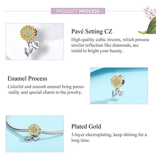 Sunflower Charm Fit for Pandora Charms Bracelet and Necklace You Are My Sunshine Charm Gifts for Women3