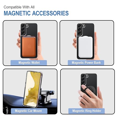 Image of CEDO Cover for Samsung Galaxy S22 (5G) | Compatible with MagSafe Wireless Charging | Designed with Magnetic Lock Shockproof Phone Bumper Transparent Back Case Cover (Transparent)