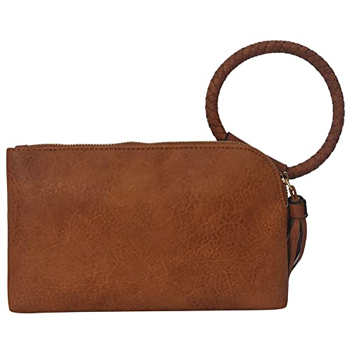 Image of NGIL Faux Leather Mini Wristlet Purse | Women's Handbag, Fashion Wristlet Wallet, Compact Everyday Purse with Fringe Tassel
