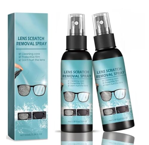 2pcs Lens Scratch Remover Spray,Scratch Repair Tools for Eyeglass and Sunglasses,with Cleaning Lense and Removing Screen Scratch,Glasses Polishing Cleaning Fluids Kits