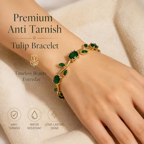 Image of Shining Diva Fashion Tulip Bracelet for Women, Floral Crystal, Anti Tarnish Jewellery Stylish Bracelet Gifts for Girls