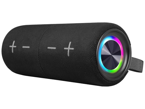 Trevi XSC 8A88 B Altavoz inalámbrico portátil 2 x 15 W estéreo con woofer pasivos, IPX5 Impermeable, Reproductor MP3 Micro SD, AUX-IN, Disco Ligero y Altavoces separables, Negro