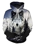 Auffälliger 3D-Hoodie: Allover bedruckt mit farbenfrohen und coolen 3D-Mustern: Galaxie, Wolf, Katze, Regenbogenfarben, Geometrie - Sehr Persönlichkeit