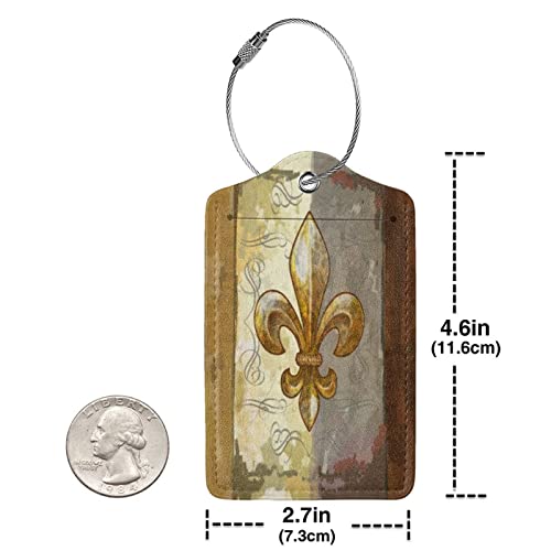 2 Pcs Luggage Tags Fleur-De-Lis-Retro Cover Id Label With Stainless Steel Loop For Travel Bag Suitcase #TOP2