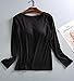 Women's Regular Fit Crewneck Long Sleeve Cotton Nightgown Sleepwear Top Pullover Tee Shirts Black Fits US 6-8