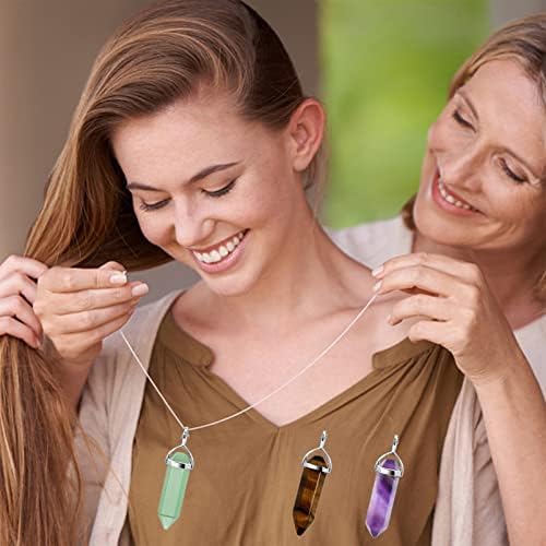 MEITREND Crystal Necklace Crystal Pendants Chain Necklaces Pointed Gemstone Pendant Jewelry Bullet Chain Pendants with Storage Bag Necklace for Women Men Each Crystal Comes with A Chain