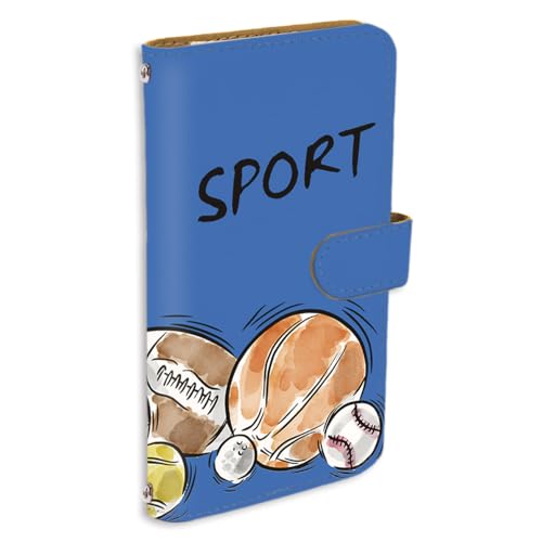 らくらくスマートフォン lite MR01 用 スマホケース 手帳型 カードスロット ドコモらくらくスマートフォンLiteケース スポーツ サッカー 野球 バスケ ブルー 153a04c