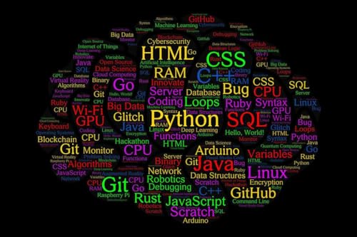 Image of Computer Science Classroom Poster Programming Decor Cloud Word Brain Shaped College Supplies Code Coding Decorations Cool Wall Art Print Poster 18x12