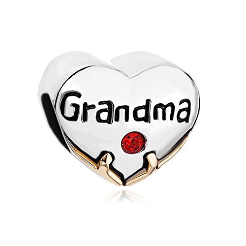 Abalorio de corazón para abuela compatible con pulseras Pandora de cobre 2