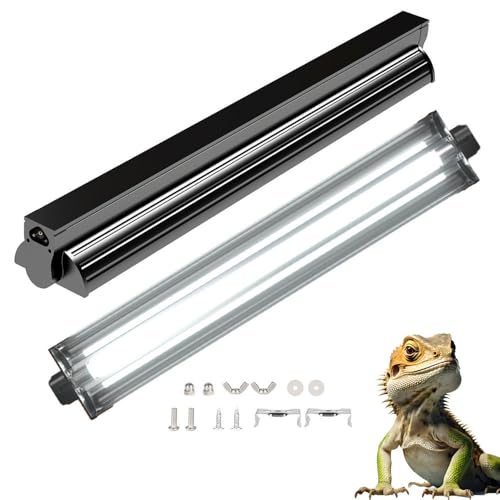 KINGYEENUO T8 UVB Reptile Light Fixture HO UVB Bulb Lighting Combo Kit, 10.0 UVB Light for Reptiles Terrarium Hood, 15W Reptile Light Bar UVA UVB Desert Lamp for Bearded Dragon Turtle Tank, 18Inch