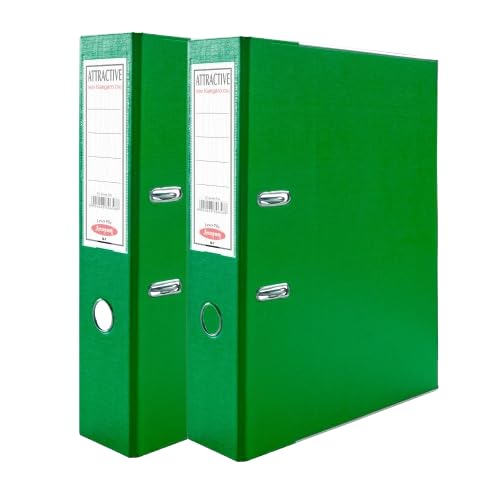 Image of Anupam Attractive Lever File | N1 Full Size | U-Shaped Clip Binder Box | 100% Recycled, Lightweight, Sturdy Board with Robust Textured Cover| Finger Grip Hole | Office & Home (Green, Pack of 2)