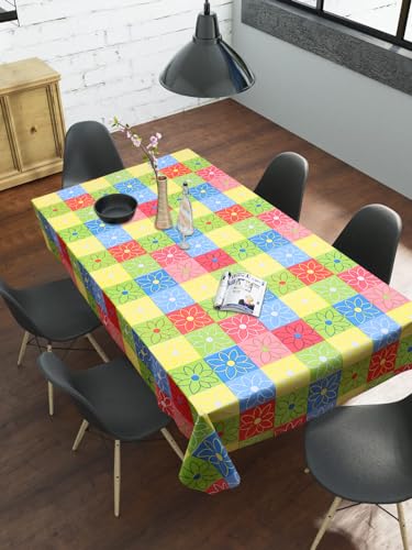 Image of Dakshya Industries PVC Waterproof Withoutlace Dining Table Cover (Size - 54X78 Inch) Rectangle 6 Seater Heat Rasistant Table Cloth (T9)