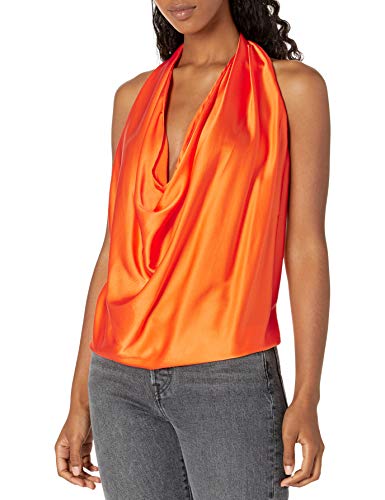 Ramy Brook Women's Harriet Sleeveless Halter Mutli Way Top, Candy Orange, Large