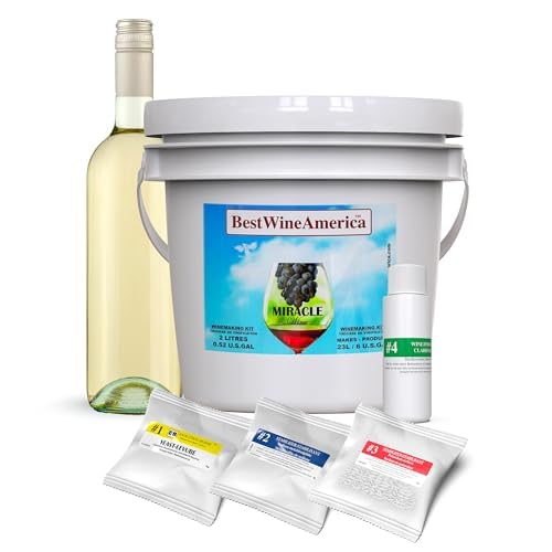 BestwineAmerica Miracle Grape Extraction – 0.5 U.S. gal Kit Makes 6 U.S. gal of Wine - (30x750ml) (White style Pinot Grigio)